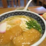 長崎・諏訪神社そば、月見茶屋の月見きつねうどん